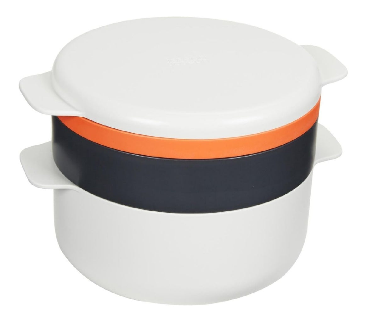 M Joseph Joseph Cuisine Set du 4 Pieces Empilables pour Cuisson au Microondes Blanc Orange et Gris