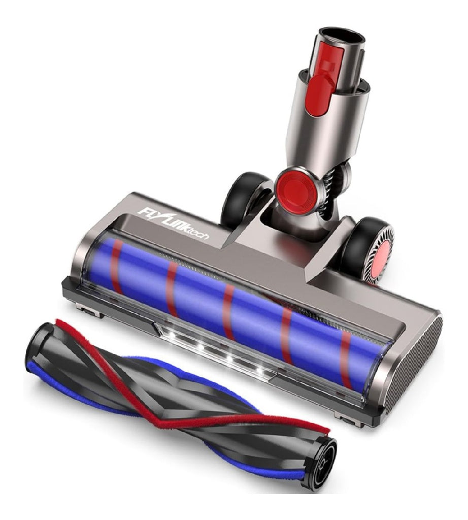 FLYLINKTECH de Brosse Rechange Compatible possedant V7 V8 V10 V11 V15 Tete d'Aspiration avec 2 Rouleaux Sols/Tapis Lumiere LED Rotation Flexible a 180 deg  Non Compatible Avec une Serie V6