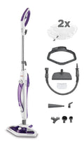 Vaporetto SV440 Polti Double Nettoyeur Vapeur 2en1 Balai ou Nettoyeur a Main 11 Accessoires Inclus Chauffage en 15 Secondes Reservoir Amovible Blanc ainsi que Violet