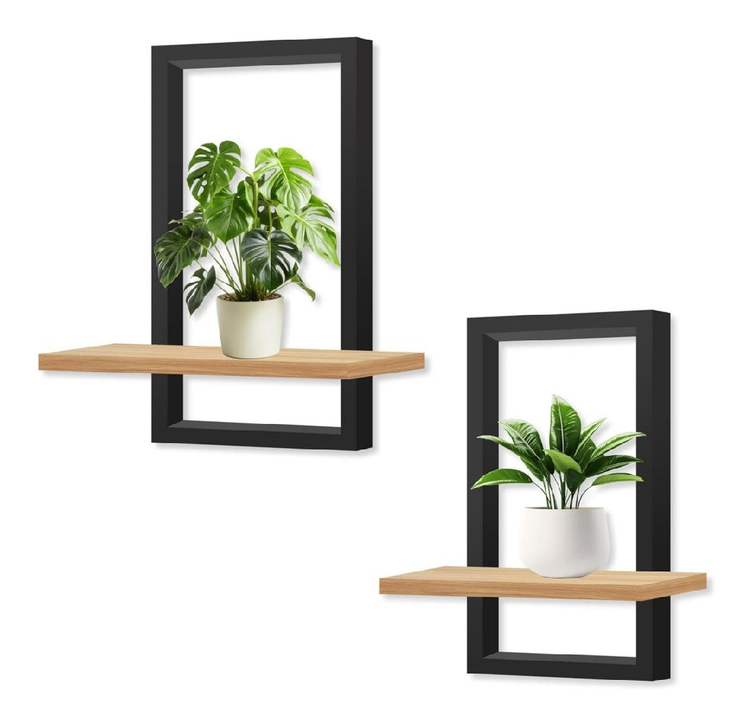 YiYa 2 pcs Etageres en Bois pour une Decoration Murale Etagere Murale Boheme Moderne Beige Etagere Flottante pour la Cuisine la Chambre la Salle de Bain SalonDortoir