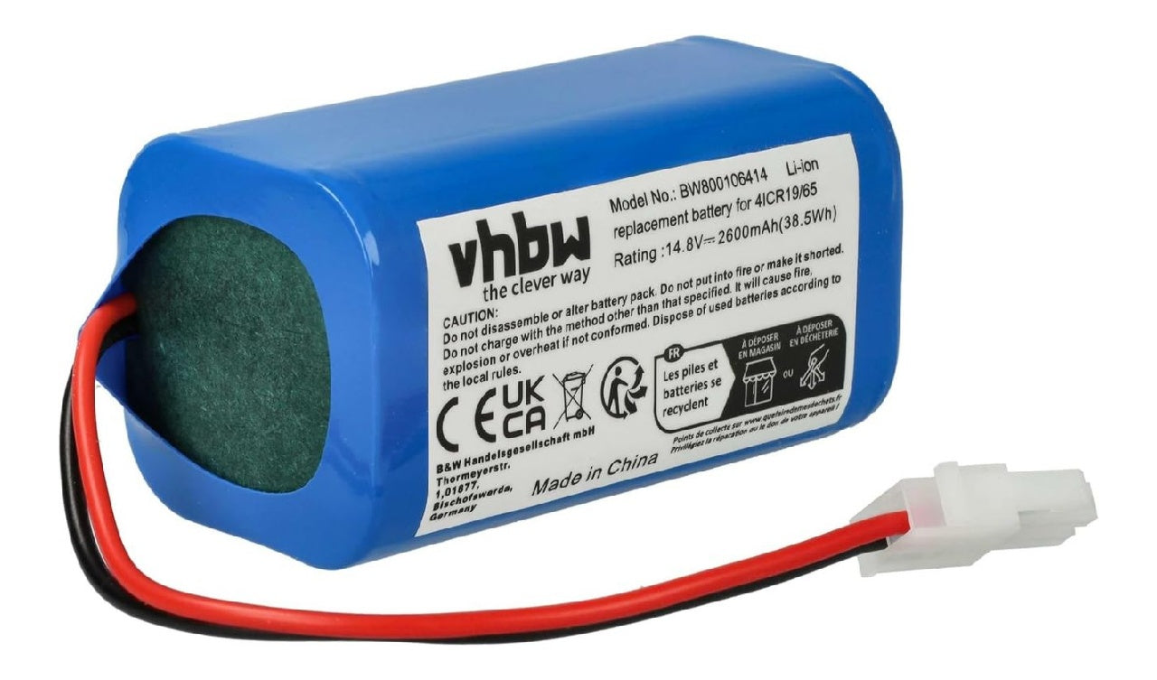 vhbw Compatible Batterie avec Dibea D960 GT200 GT9 V750 V780 V780s V870 appareil de nettoyage robot electromenager 2600mAh 148V Liion