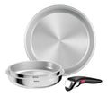 Max Ingenio Comfort Batterie du cuisine Acier inoxydable 4 pieces Poele induction empilable possedant poignee amovible brevetee Gain de place 70 Compatible four ainsi que tous feux dont induction