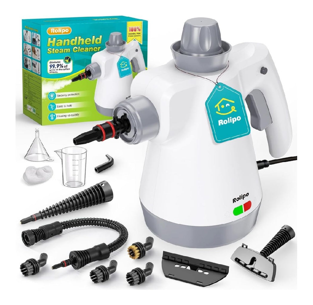 Vapeur Nettoyeur Portatif 1050W Nettoyage Haute Temperature - 100 Sans Chimie Desinfection Appareil Multifonction pour Cuisine Salle de Bain Voiture Sols ainsi que Tissus